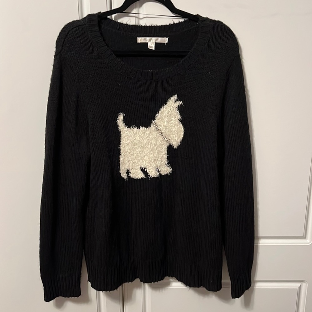 White Dog, Black Sweater